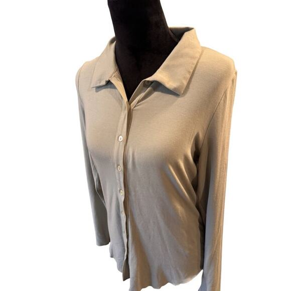 Wilfred Sage Green Button-Up Long Sleeve Collared Shirt Women's Size L - Picture 2 of 8